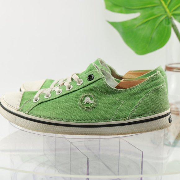 Crocs Hover Sneaker Canvas Rubber Lace-Up Women 10 Light Green Lightweight - Picture 7 of 12